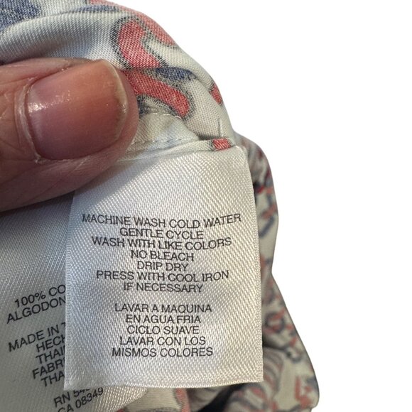 Jones New York Signature Chain Print Button-Up Shirt XL Red & Blue - Picture 8 of 9